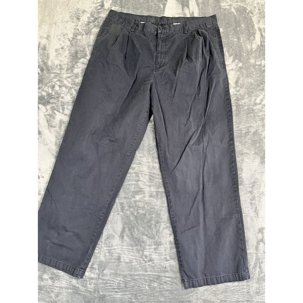 Chaps Mens Pleated Front Navy Blue Pants Size 40x31  Casual Straight Fit